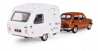 Fiat 126p brązowy + przyczepa Niewiadów Kemping Daffi skala 1:43
