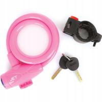 Linka rowerowa blokada na rower 10x1000mm różowa na kluczyk