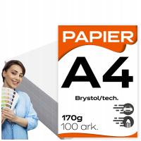 Техническая бумага Бристоль белая толстая 170г А4 100 АРК.