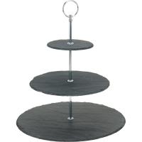 PATERA KAMIENNA NA CIASTA I PRZEKĄSKI ŁUPEK 3 POZIOMY 30 X 31 X 30 CM