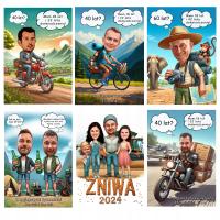 Karykatura A4 śmieszny prezent urodziny rocznica ślub Święta ramka GRATIS