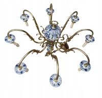 Żyrandol mosiądz wkłady w stylu Delft 83x63 cm