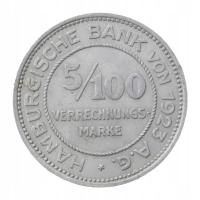 [M29050] Niemcy Hamburg 5/100 verrechnungs mark 1923 mennicza