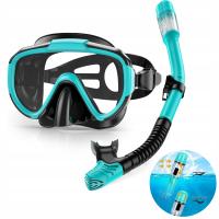 MASKA DO FAJKI I OKULARY FAJKA DO PŁYWANIA DOROSŁY SUCHY ODDYCHANIE RURKA CZARNA