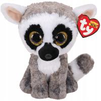 Ty BEANIE BOOS pluszowa maskotka LINUS biało szary lemur 15 cm