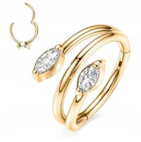 Титановая серьга кликер пирсинг круг стразы Ракушка спиральная лопатка 1,2 / 8