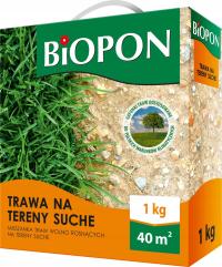 TRAWA na TERENY SUCHE nasiona trawy BiOPON 1kg wydajność 40m²