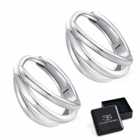 K975 Srebrne kolczyki potrójne koła zatrzaski srebro 925