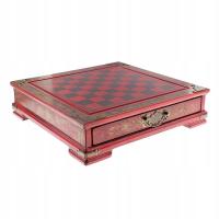 Antique Style Chess Set Inch Dark Red Board &