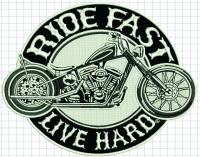 Naszywka Ride fast live hard kolor: szary