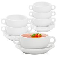 6x BULIONÓWKA PORCELANOWA ZE SPODKIEM USZAMI 250ML FLACZARKA DO ZUPY KREMU