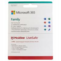 Microsoft 365 Family + McAfee 6 PC / 12 miesięcy BOX