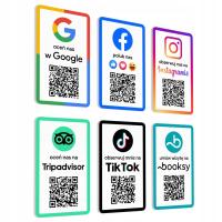 Naklejki Google, Facebook, Instagram... QR 5 x 8.5 cm personalizowane 6 szt