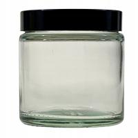Стеклянная банка 120 мл бесцветная с черной крышкой x5