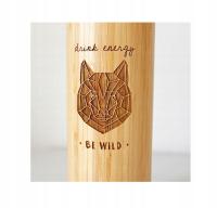 Termos z drewna bambusowego z grafiką WILK