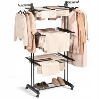 Suszarka na pranie metalowa czarna pionowa na kółkach 125x170 cm