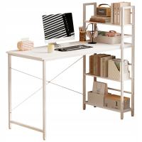 BIURKO KOMPUTEROWE STOLIK LOFT BIAŁE MŁODZIEŻOWE Z REGAŁEM PÓŁKAMI 120CM
