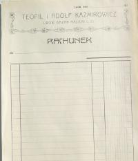 Феофил и Адольф КАЗМИРОВИЧ Львов - форма счета до 1939