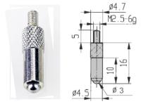 KOŃCÓWKA CZUJNIKA ZEGAROWEGO WALCOWA/SFERYCZNA 16 x 10 mm