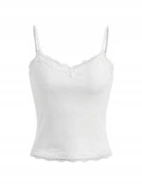 SHEIN DZIEWCZĘCY TOP NA RAMIĄCZKACH BIAŁY Z KORONKĄ 140-146 11DC