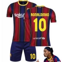 BARCELON DRES STRÓJ nr 10 RONALDINHO KOSZULKA PIŁKARSKI ZESTAW STYL RETRO