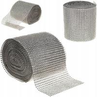 SREBRNA TAŚMA DIAMENTOWA DIAMENTY PAS CYRKONIE DŻETY HAND MADE SCARPBOOKING