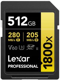 Karta pamięci SDXC Lexar 512 GB UHS-II 1800x U3 V60 270 MB/s