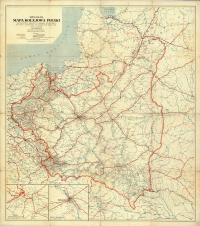 Старая специальная железнодорожная карта польский 1921r. 100x90cm
