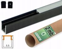 Zestaw 2mb Profil aluminiowy WĄSKI nawierzchniowy CZARNY KLOSZ do taśm led