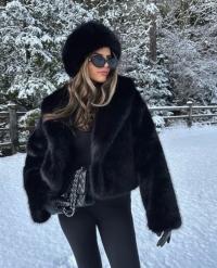 ZARA FUTRO DAMSKIE BLACK CZARNE L XL