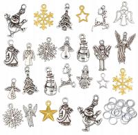 ZAWIESZKI CHARMS ŚWIĄTECZNE + OGNIWA ZESTAW 50 ELEMENTÓW ŚWIĘTA MIKOŁAJKI