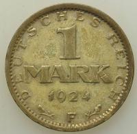 Republika Weimarska - 1 reichsmarka 1924 F - srebro