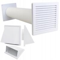 Zestaw wentylacyjny przez ścianę 100mm kratka Nawiewnik Ścienny z okapem