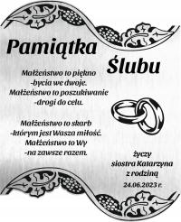 Pamiątka Ślubu 16x13CM DLA MŁODEJ PARY ŻYCZENIA ŚLUB ŚLUBNE W DNIU ŚLUBU