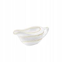Sosjerka biala porcelanowa Wilmax z uchwytem i złotym rantem 230 ml