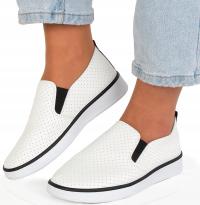 8946 BIAŁE TENISÓWKI AŻUROWE ELASTYCZNE WYGODNE