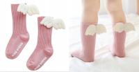 Podkolanówki skarpetki ze SKRZYDEŁKAMI niemowlęce aniołki RÓŻOWE 74-80 6-12