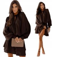 ЭЛЕГАНТНОЕ РАСКЛЕШЕННОЕ МИНИ-ПЛАТЬЕ-ШОКОЛАД