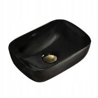 UMYWALKA NABLATOWA CERAMICZNA PROSTOKĄTNA MILO CZARNY POŁYSK 37x25 NA BLAT