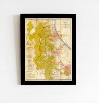 Stary plan miasta Gdańsk Oliva 1928 50x40cm w RAMIE