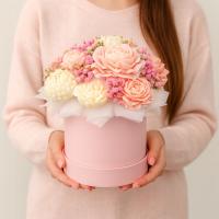 Flower Box W Pudełku Z Świeca Wieczny Bukiet Prezent Na Urodziny Flowerbox