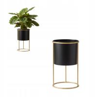 Stojak na donice Kwietnik Metal Czarny Złoty Tours 19x31,5 cm