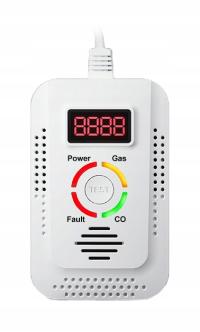 CZUJNIK DETEKTOR 2w1 TLENKU WĘGLA CZADU GAZU ZIEMNEGO METAN ALARM DŹWIĘKOWY