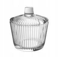 Сахарница рифленая сахарница Стеклянная в полоску Selena 210мл