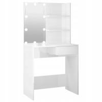 Туалетный столик со светодиодной подсветкой, белый, глянцевый, 74,