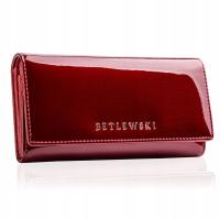 Женский кожаный кошелек Betlewski красный лакированный большой RFID для подарка