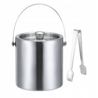 Wiaderko na lód z uchwytem do przenoszenia Wanna na kostki lodu z pokrywką i szczypcami Podwójne 3L