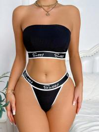 SHEIN CZARNY KOMPLET BIUSTONOSZ FIGI (M)