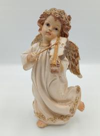 Figurka ANIOŁ Aniołek ze skrzypcami świecąca aureola 20 cm