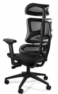 Fotel krzesło obrotowe ERGOTECH - black frame ergonomiczne biurowe czarne